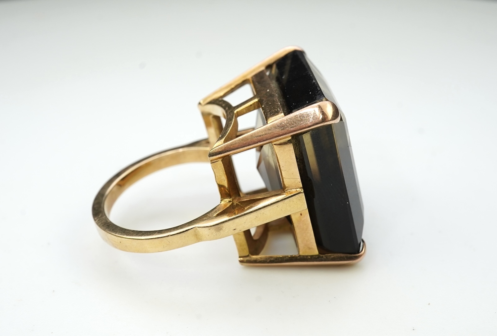 A smoky quartz cocktail ring